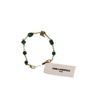Karl Lagerfeld Paris Pave Emerald Green Crystals Gold Bracelet
